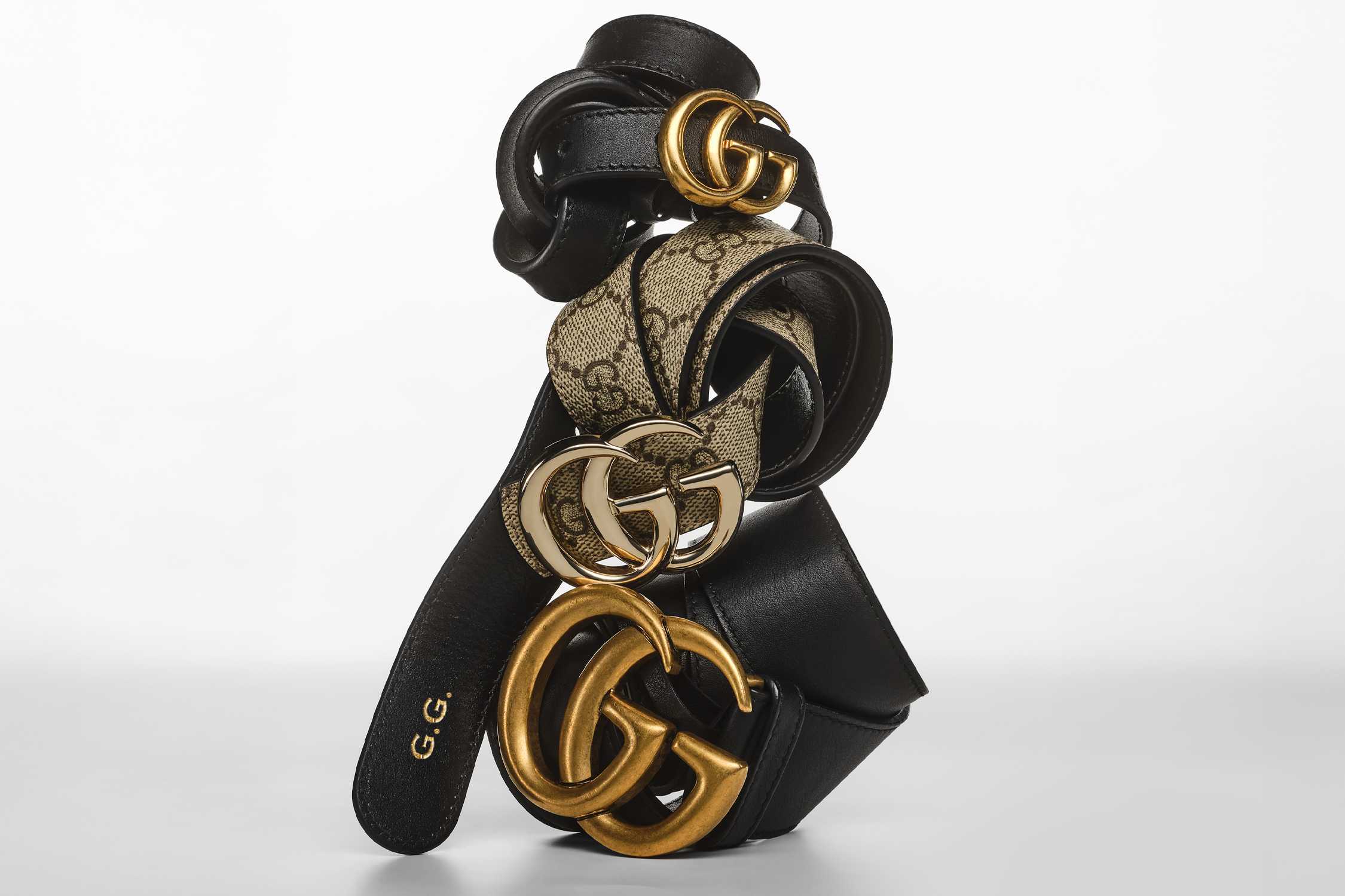 Gucci belts with gold buckles