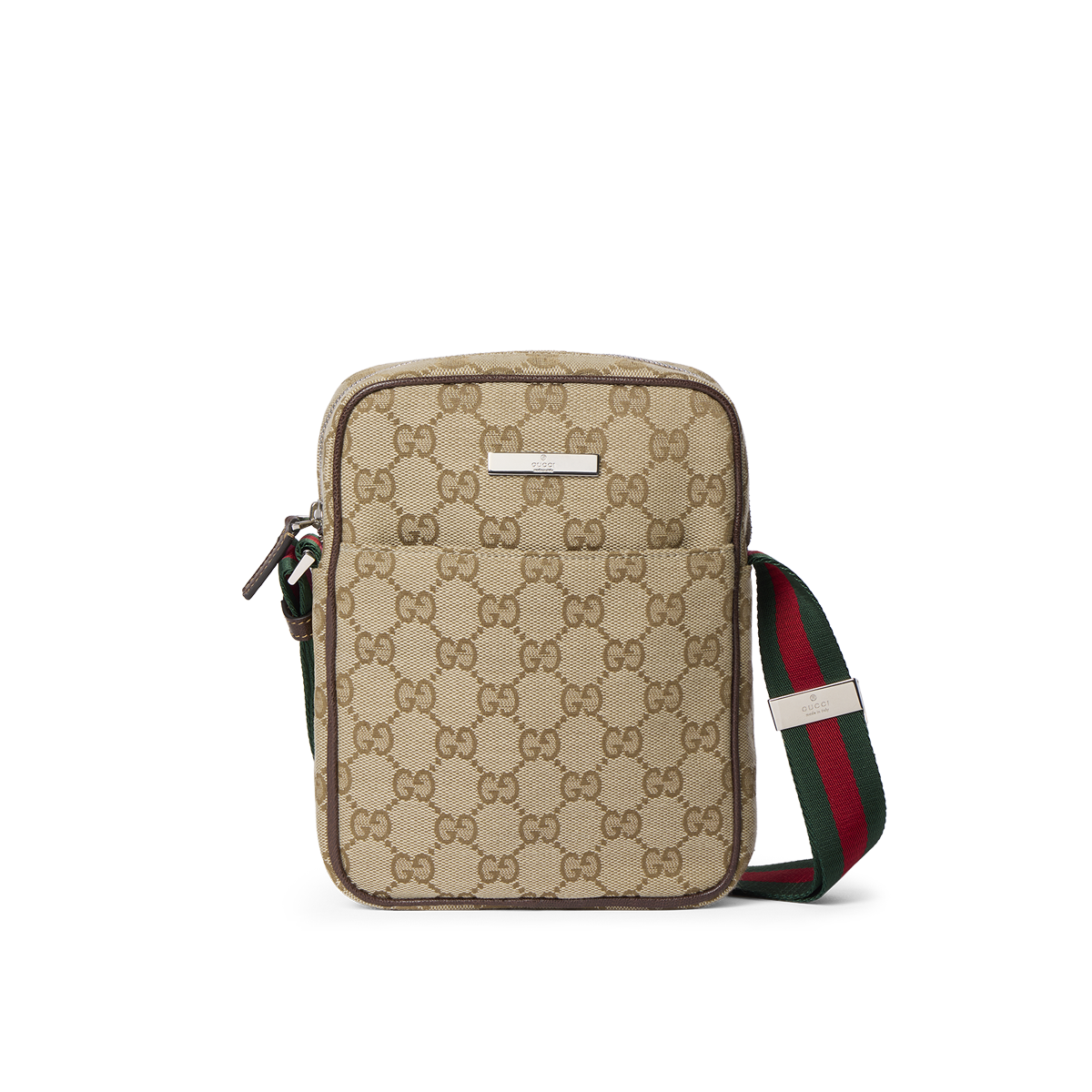 Beige Gucci crossbody with striped strap