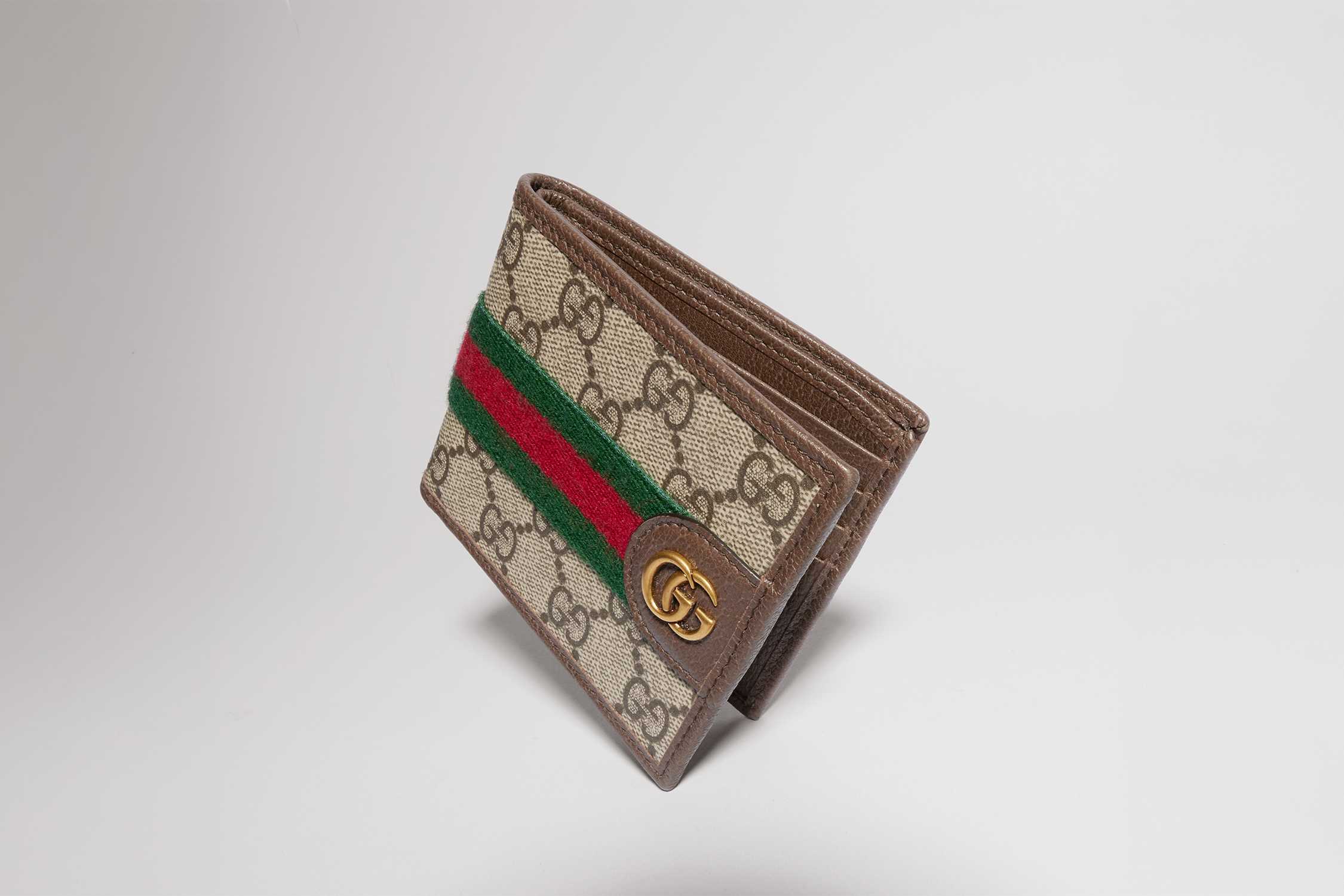 Beige GG Supreme bifold wallet