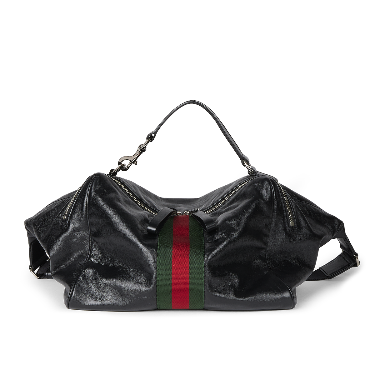 Black Gucci duffle Web stripe
