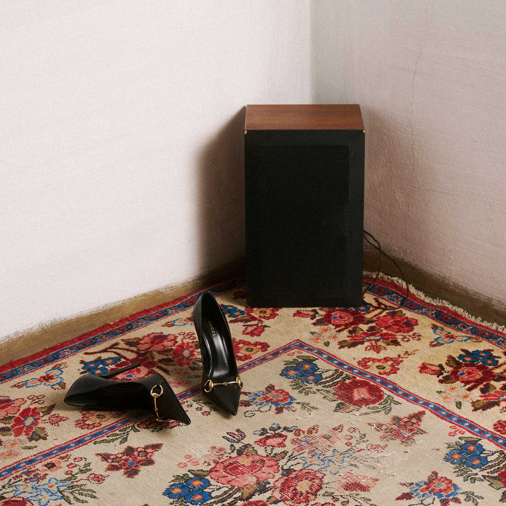 Donna pump in black leather with Horsebit