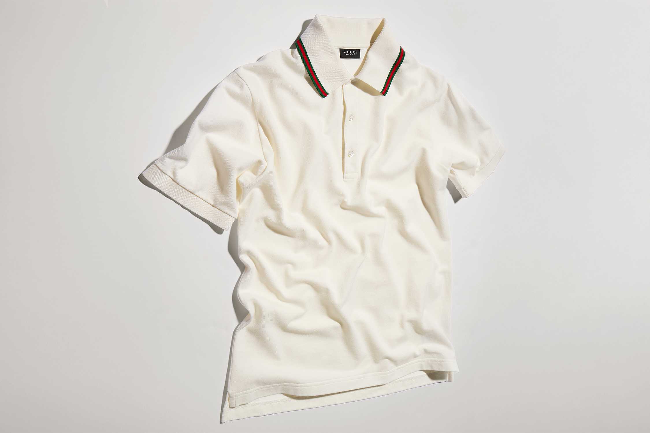 Gucci cream polo red-green collar