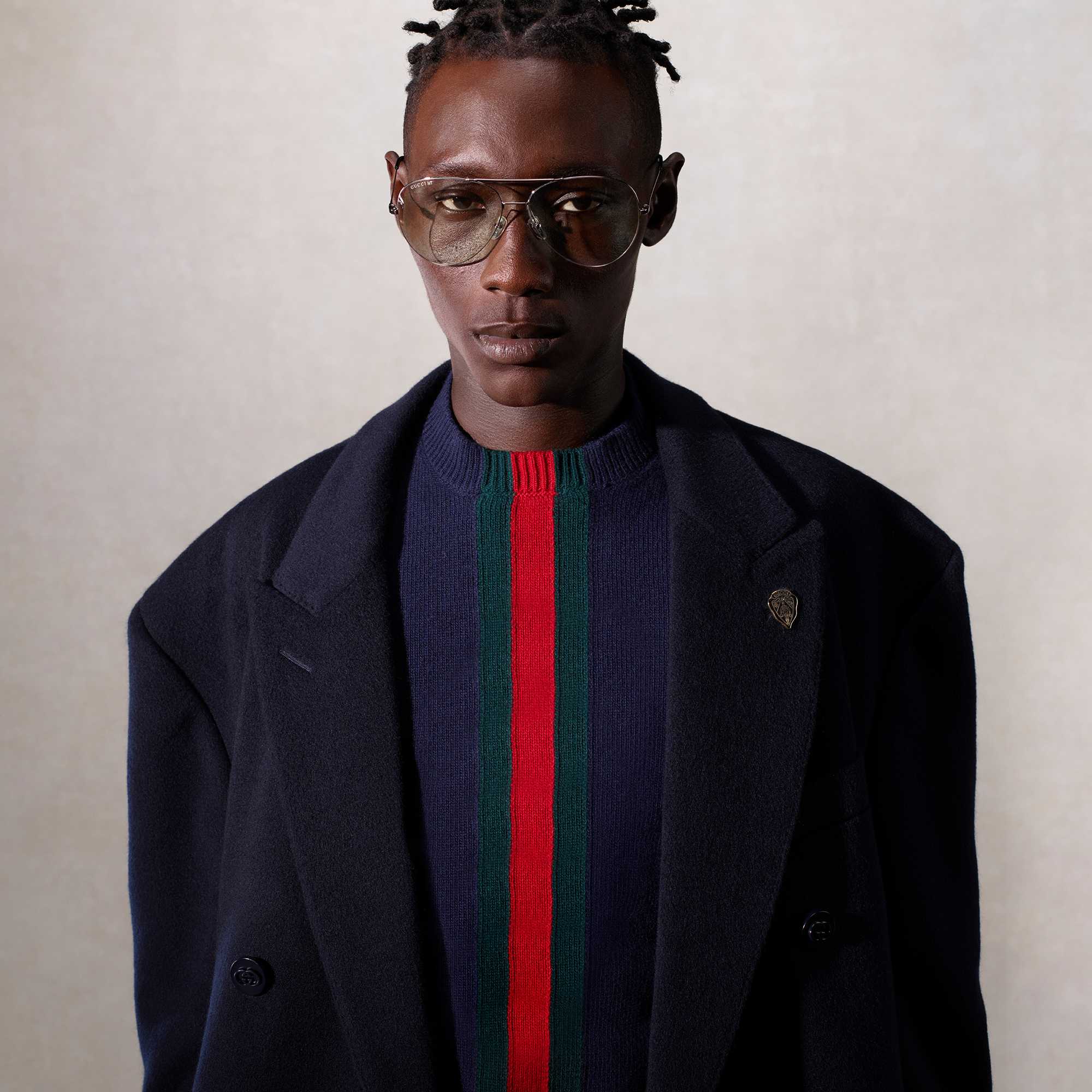 Gucci navy sweater with stripes