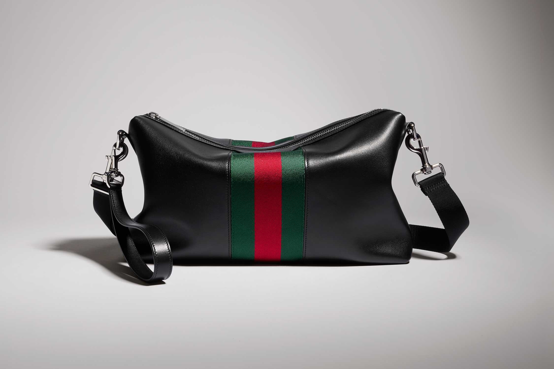 Black Gucci bag green red stripe
