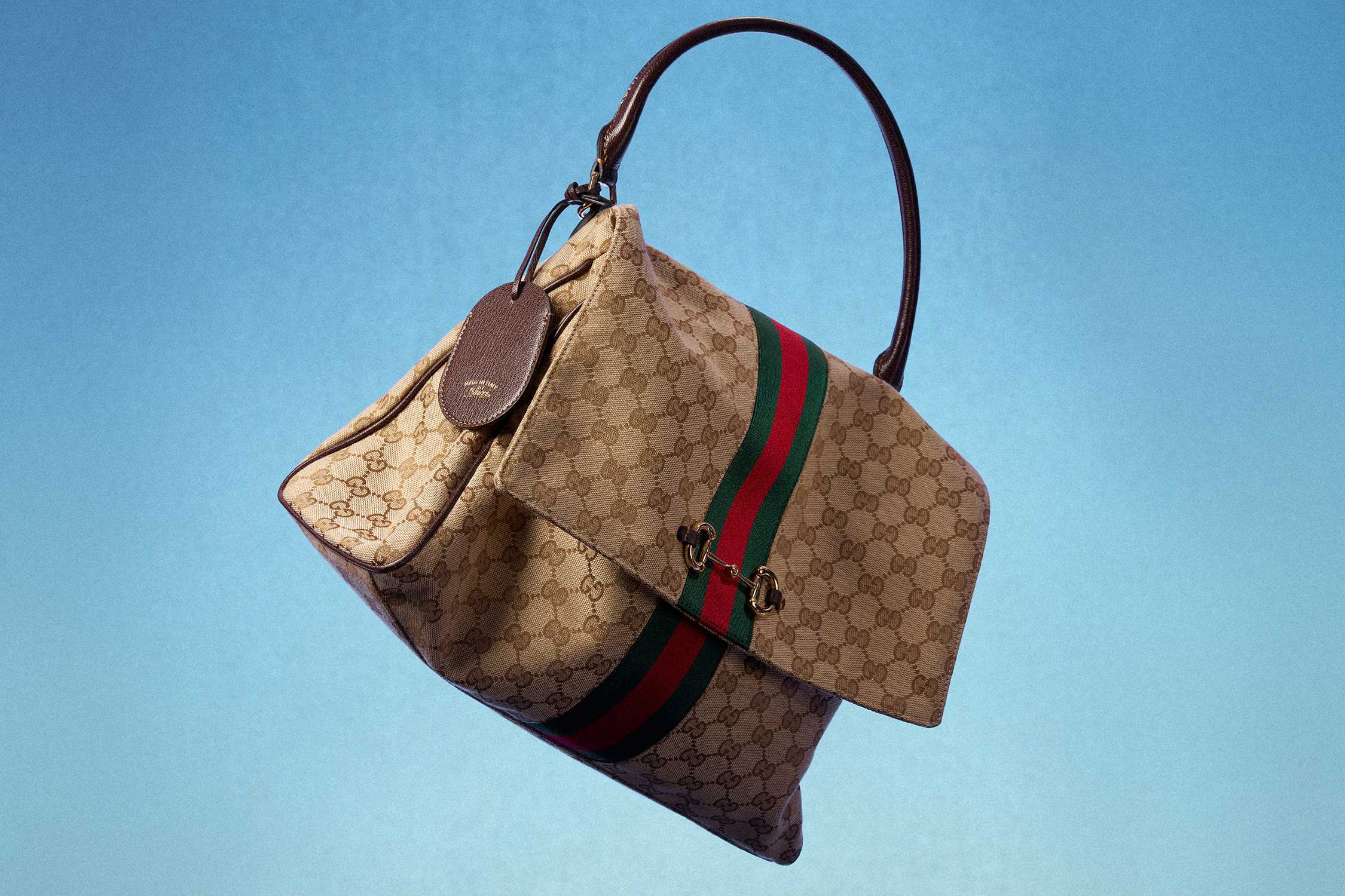 Beige Gucci monogram shoulder bag