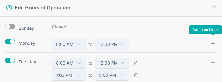 Split Hours Config Snip