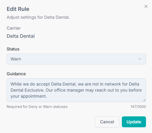Carrier Rules Config
