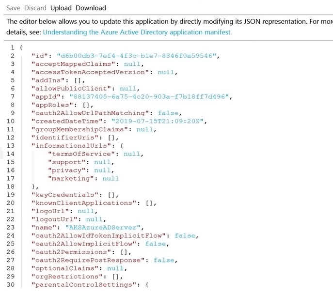 Question#QUE1556: You plan to create an Azure Kubernetes Service (AKS) cluster in an Azure subscription. The manifest of the registered server application is shown in the following exhibit. See image1 You need to ensure that the AKS cluster and Azure Active Directory (Microsoft Entra ID) are integrated. Which property should you modify in the manifest?