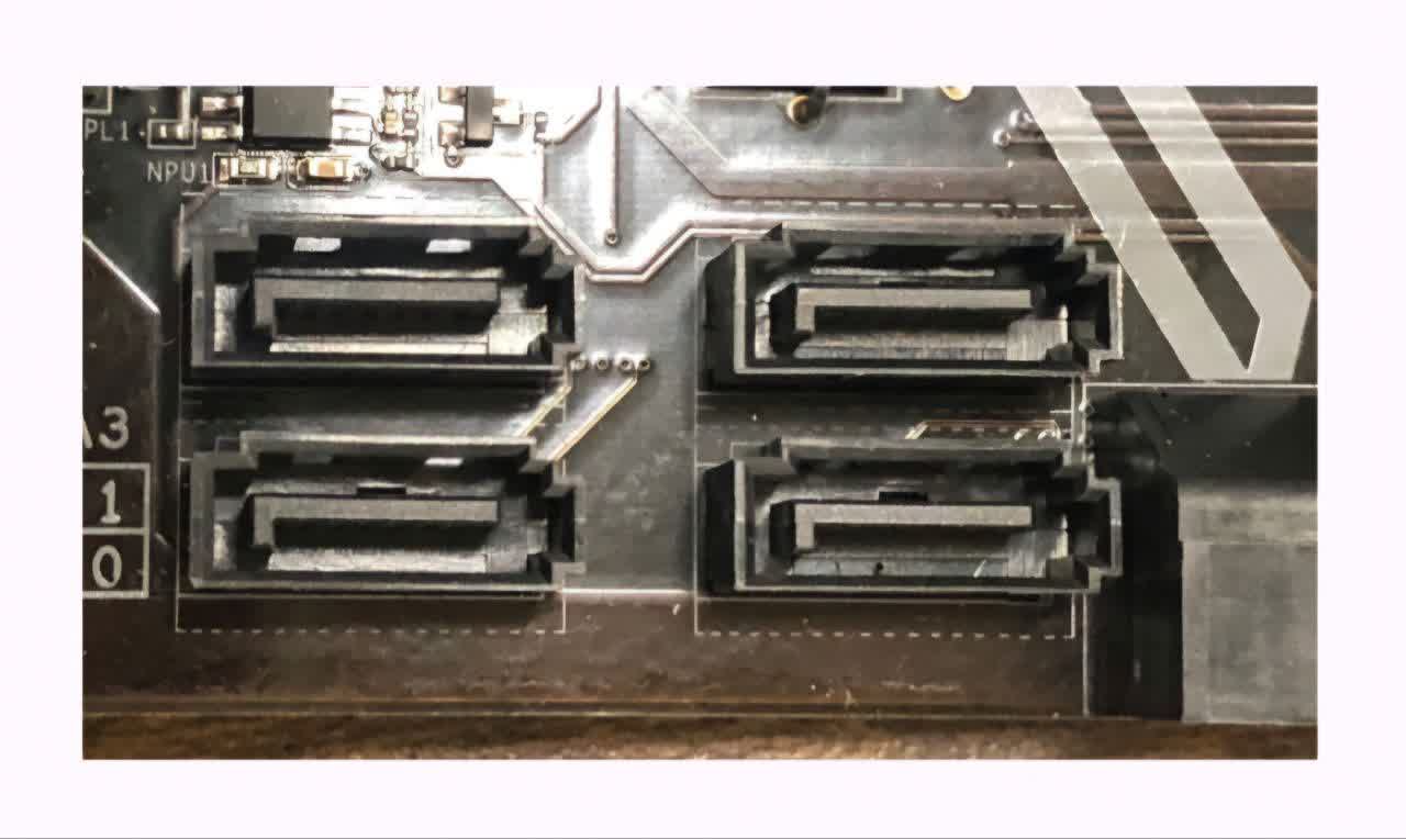 Four motherboard connectors being shown in this picture are