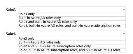 Question#QUE1469: You have an Azure subscription that contains the custom roles shown in the following table. In the Azure portal, you plan to create new custom roles by cloning existing roles. The new roles will be configured as shown in the following table. Which roles can you clone to create each new role? To answer, select the appropriate options in the answer area. NOTE: Each correct selection is worth one point.