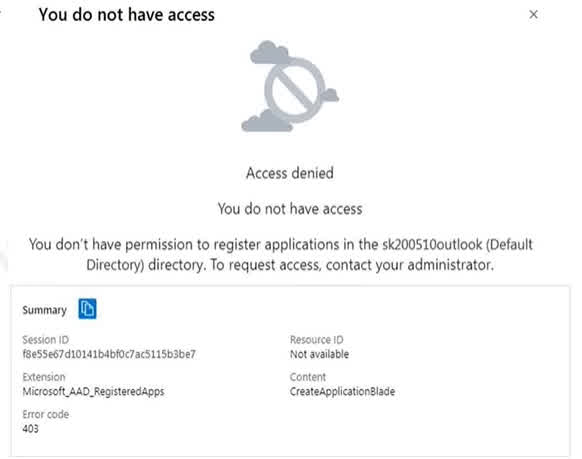 Question#QUE1508: You have an Azure subscription that contains an Azure Active Directory (Microsoft Entra ID) tenant. When a developer attempts to register an app named App1 in the tenant, the developer receives the error message shown in the following exhibit. see image 1 You need to ensure that the developer can register App1 in the tenant. What should you do for the tenant?