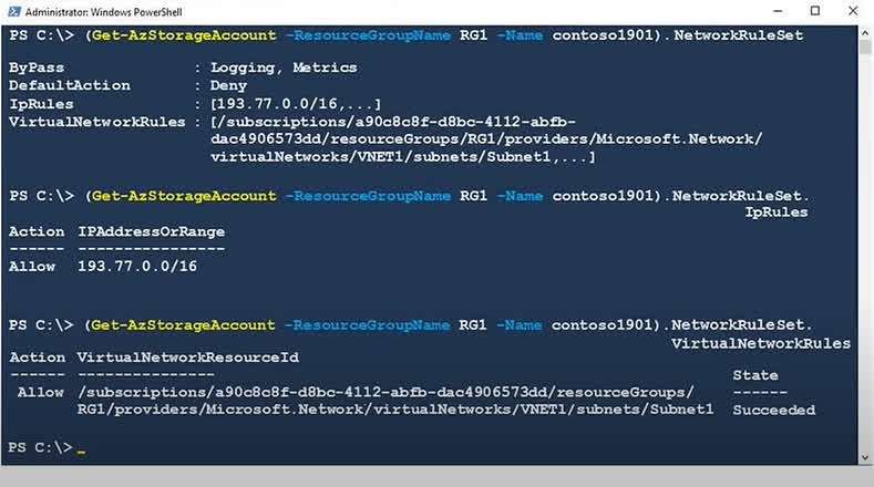 Question#QUE1550: You create resources in an Azure subscription as shown in the following table. (The table is not shown, but the context is provided by the PowerShell exhibit) see image1 For each of the following statements, select Yes if the statement is true. Otherwise, select No. NOTE: Each correct selection is worth one point.