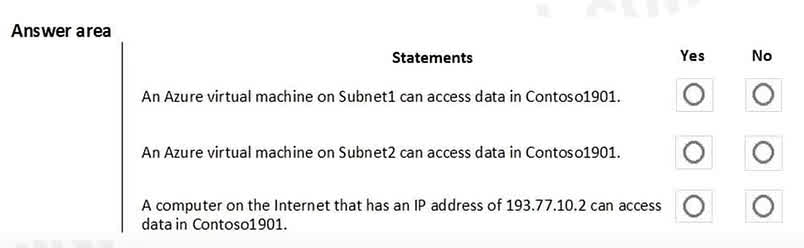 Question#QUE1550: You create resources in an Azure subscription as shown in the following table. (The table is not shown, but the context is provided by the PowerShell exhibit) see image1 For each of the following statements, select Yes if the statement is true. Otherwise, select No. NOTE: Each correct selection is worth one point.