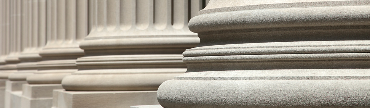 Close-up of columns outside a courthouse