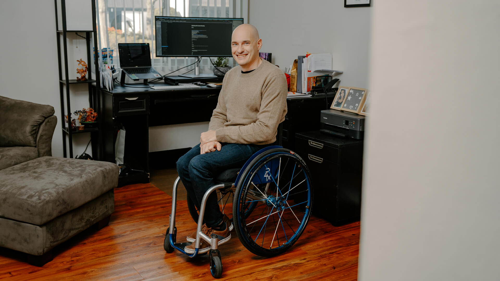 Kevin Kohn, pictured in his home office. (Purdue University photo/Kelsey Lefever)