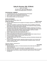 A thumbnail image of a nursing resume