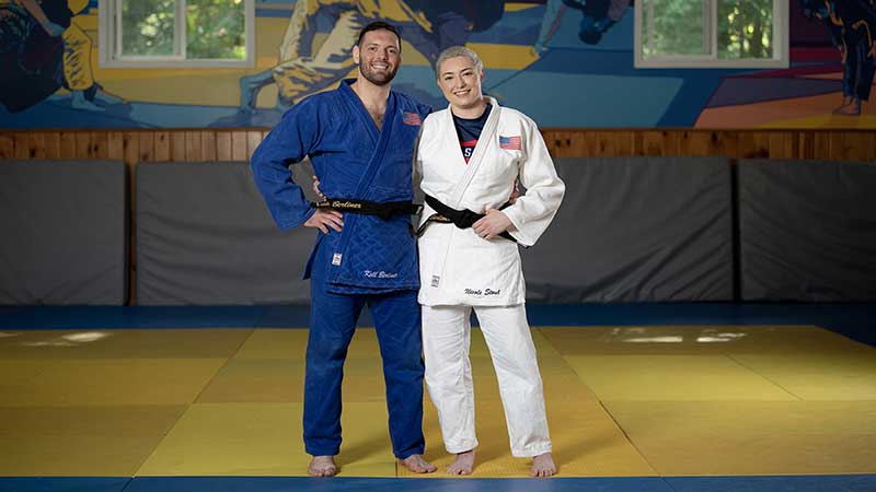 Berliner met his wife, Nicole Stout-Berliner, in the judo circuit. (Purdue Global photo/Kelsey Lefever)