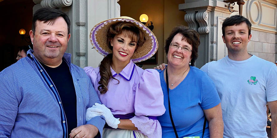 Bruso says when her whole family – her parents and brother – visits her at Disney World, they don’t miss a single show. (Photo provided) 
