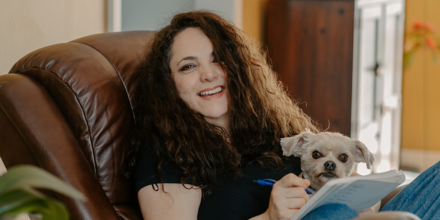 Alejandra Palma enjoys her homework helpers. (Purdue University photo/Kelsey Lefever) 