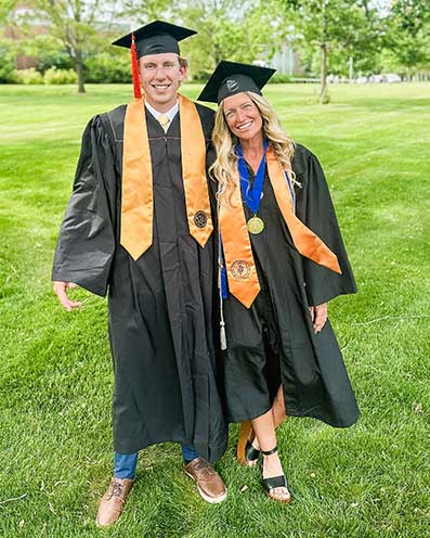 The pair celebrated their graduations together in May 2025. Leighellen with her bachelor’s from Purdue Global and Jacoby with his bachelor’s from Purdue University. (Photo provided)