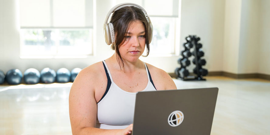 Ashley Farquharson continues working hard, regularly balancing school with a strenuous training schedule. (Purdue Global photo/Kelsey Lefever)