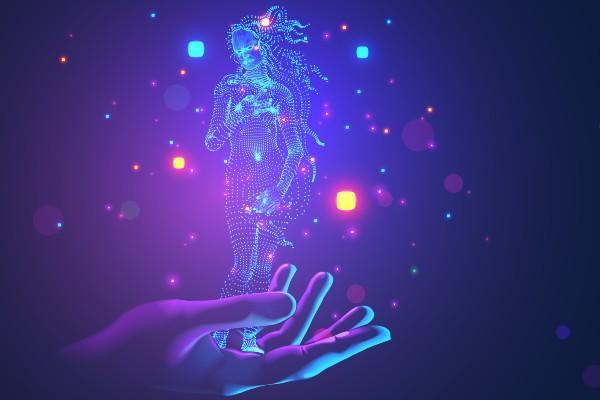 A computer creates a generative art image of Botticelli’s Venus.