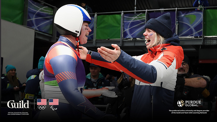 alt: Team USA members Ashley Farquharson, left, and Chevonne Forgan both competed in the Olympic Winter Games Milano Cortina 2026 in women’s luge events