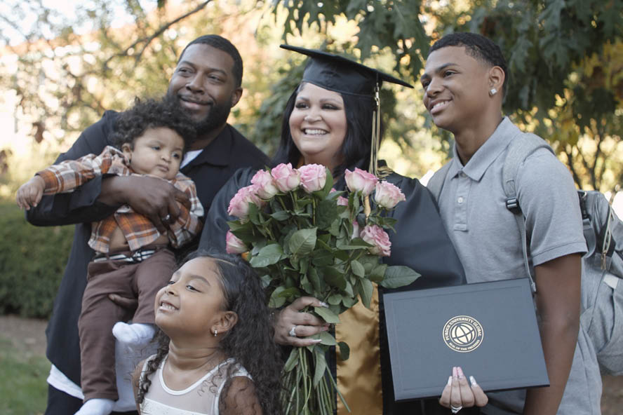 Nina with her family.