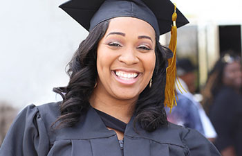 Woman in cap and gown