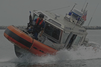 Coast Guard vessel in rough waters