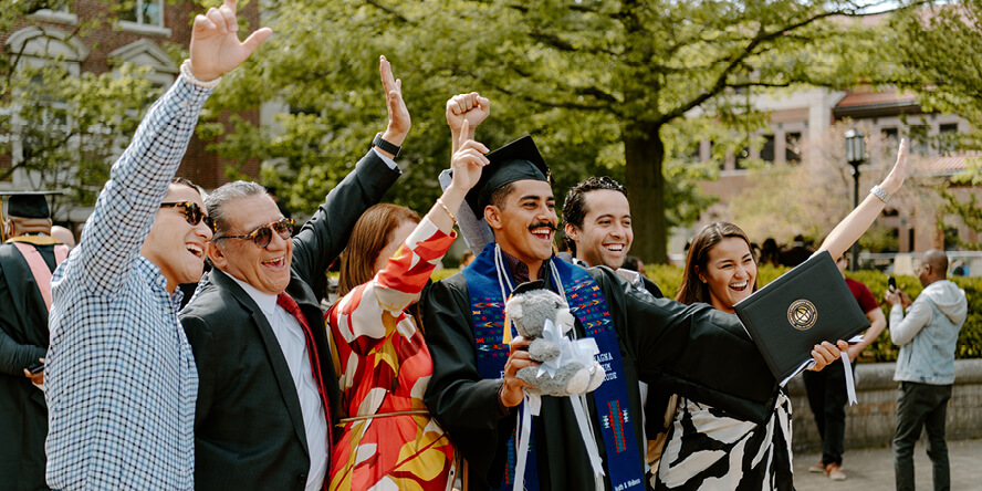 Montes’ family traveled from Guatemala to see him graduate. (Purdue University photo/Kelsey Lefever)