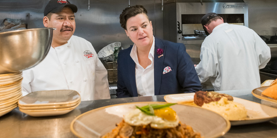 Before she ever became a restaurant executive, Leanna Chroman worked in a variety of roles, including serving, bartending, dishwashing and working in the kitchen. “I’ve done it all,” she says. (Purdue University photo/John Underwood)