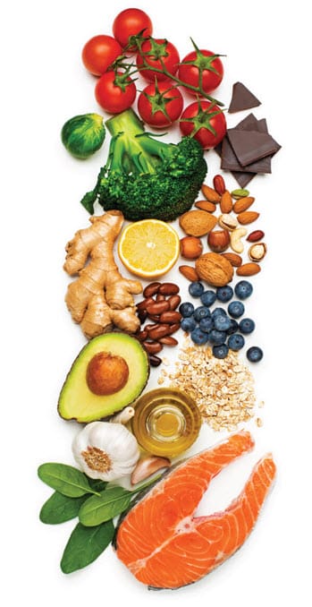 A variety of fruits and veggies