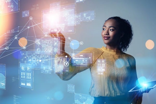 Concept of a woman working in information technology