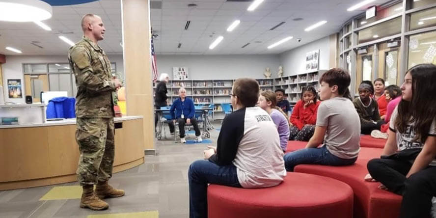 Dustin enjoyed the years he spent visiting grade schools to share with younger generations what he does in the U.S. Army. (Photo provided)