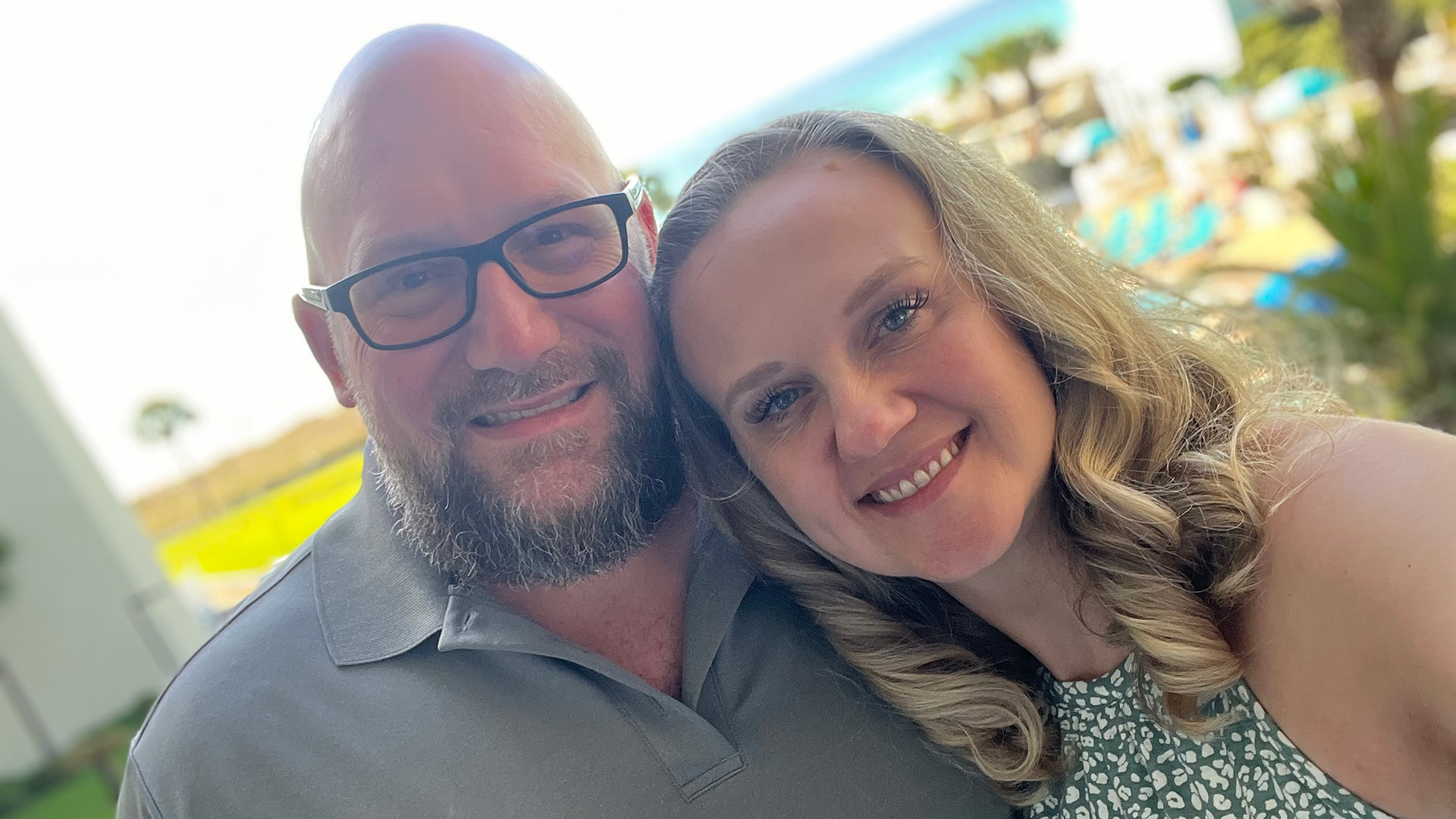 Angel pictured with her husband, selfie-style.