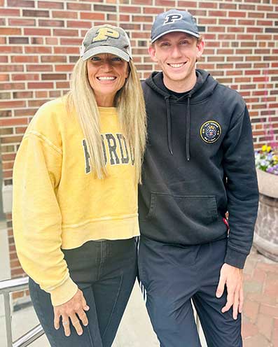 Leighellen with her son, Jacoby, who told her about Purdue Global after he saw an ad at a Purdue men’s basketball game. (Photo provided)