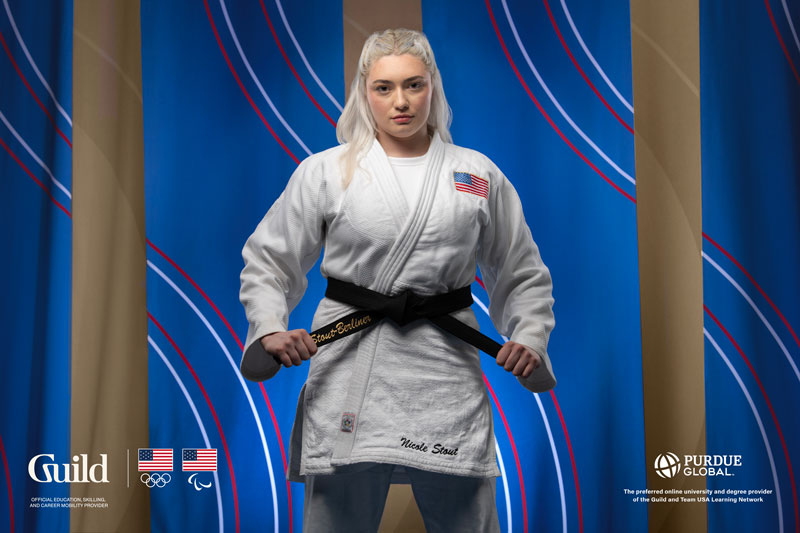 Olympic athlete Nicole Stout in judo uniform