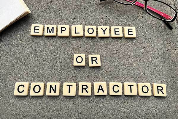 Tile letters spell out "Employee or Contractor."
