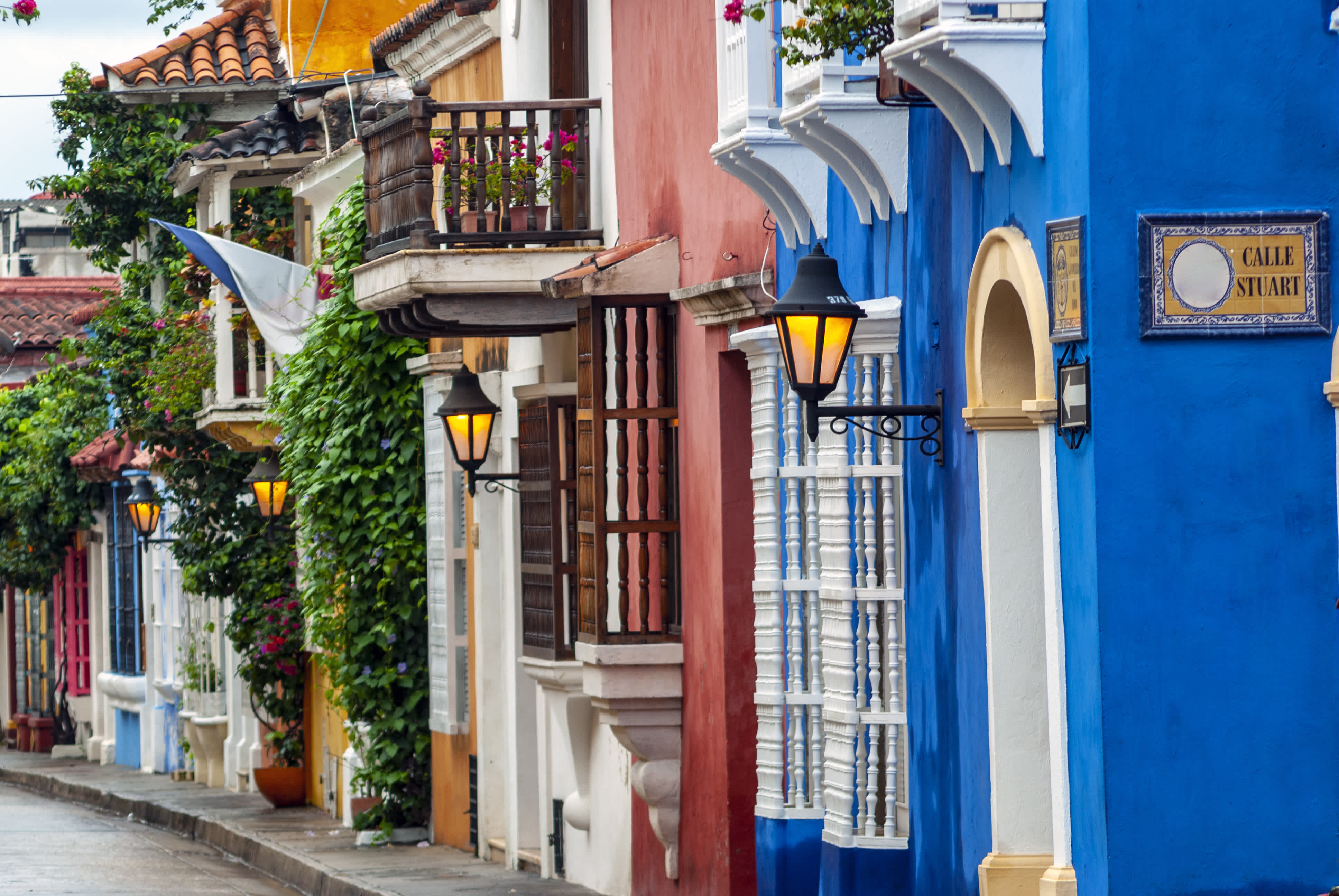 Maisons colorées de Carthagène en Colombie