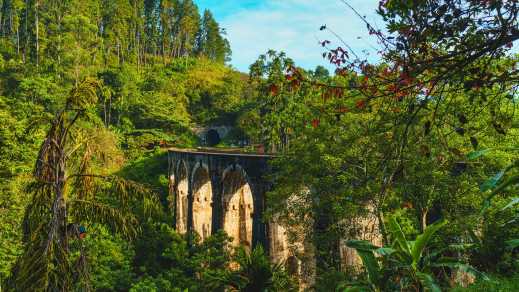 Vue du pont Nine Arches dans la végétation luxuriante, à Ella, au Sri Lanka