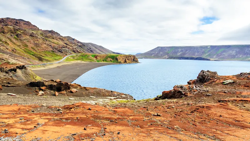 Geothermische See Kleifarvatn, Reykjanes Halbinsel, Island.