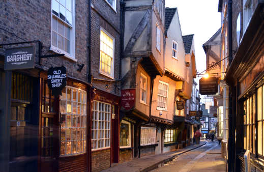 Die Shambles-Straße in York am Aben, England, Großbritannien. 