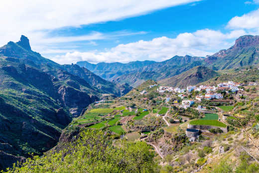 Tejeda ist ein malerisches Dorf in der Mitte der Insel Gran Canaria, Spanien, mit einer atemberaubenden Aussicht