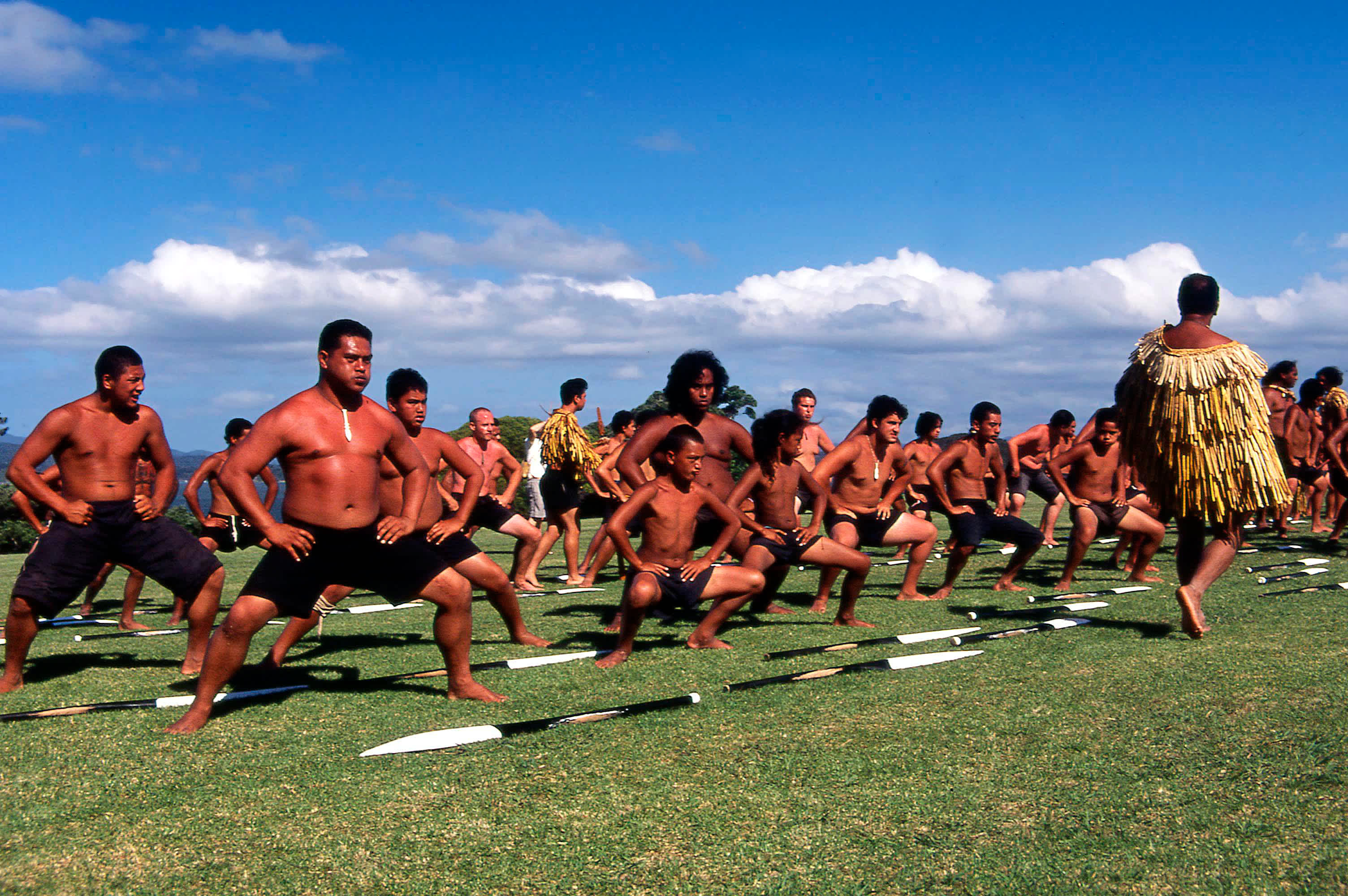Haka ceremoniële dans van de Māori-bevolking in Nieuw-Zeeland