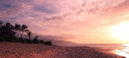 Coucher de soleil Waimea Bay, Oahu, Hawaii, USA