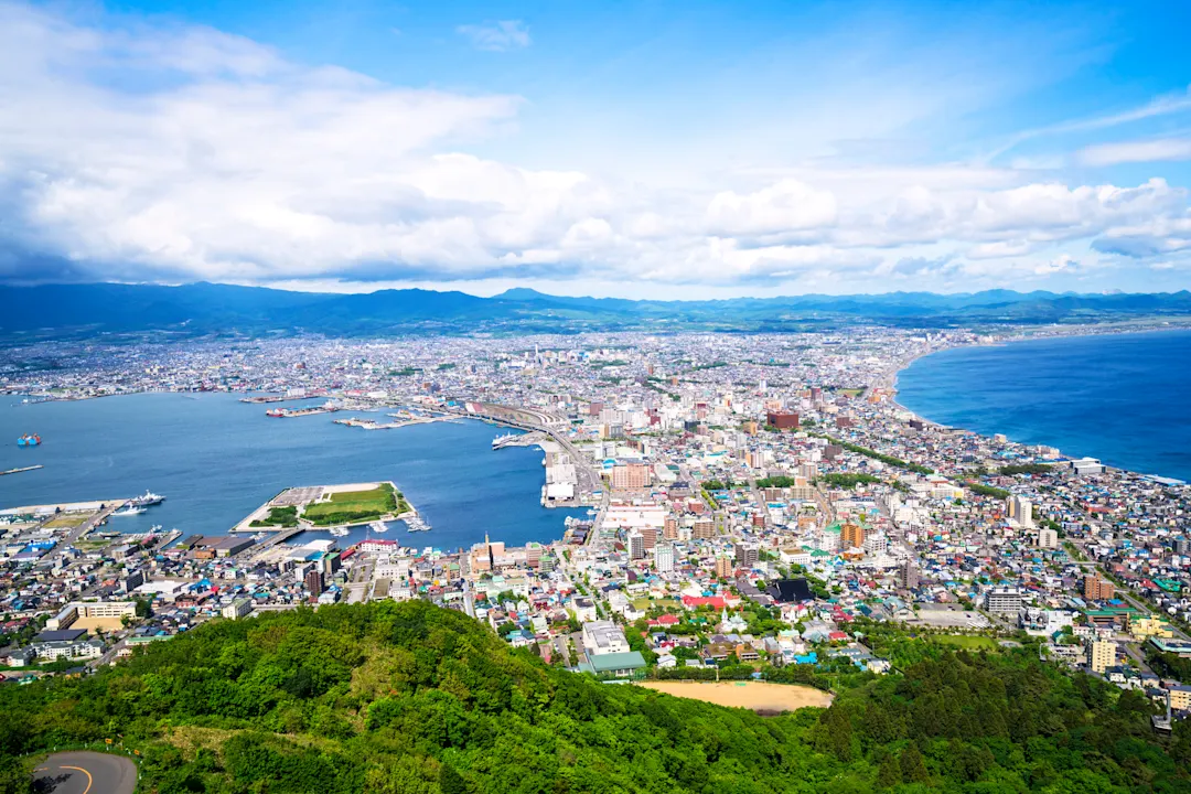 Japan, Hokkaido Das Panorama von dem Mount Hakodate, Hokkaido, Japan.