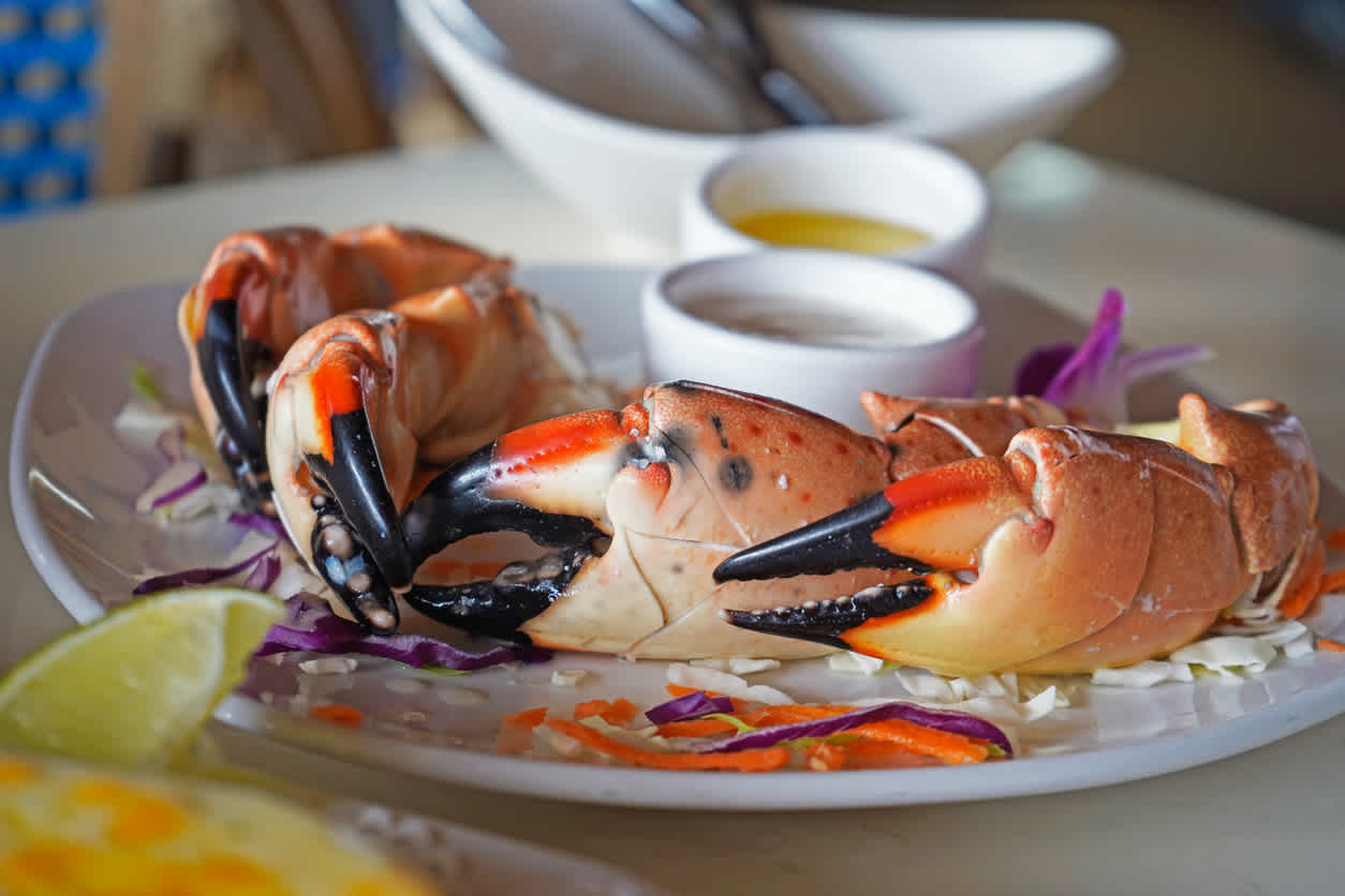 Découvrez des spécialités culinaires variées pendant votre road trip en Floride comme le crabe à la moutiarde.
