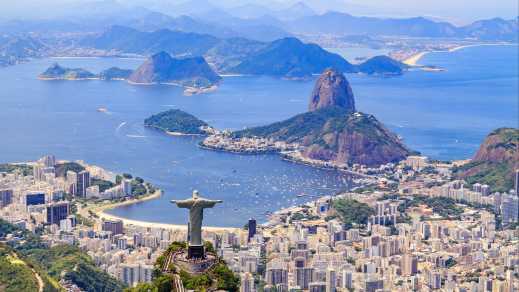 View over the statue of Christ the Redeemer from Rio de Janeiro in Brazil