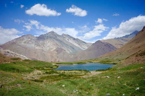 Laguna de Horcones in the Andes, Aconcagua Provincial Park, Mendoza Province, Argentina.